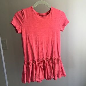 Boden Neon Orange Star Ruffle Tee Tunic